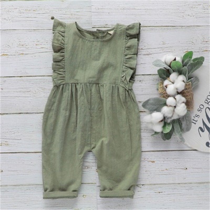 Baby Girls Ruffle Linen Cotton Romper Cloth Baby Clothes Ruffles Baby Girl Jumpsuit Children Clothes Rompers