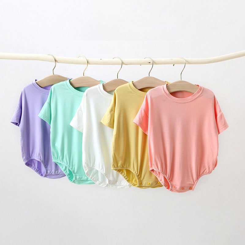 Baby onesie summer solid color short sleeves baby romper clothes plain baby onesie