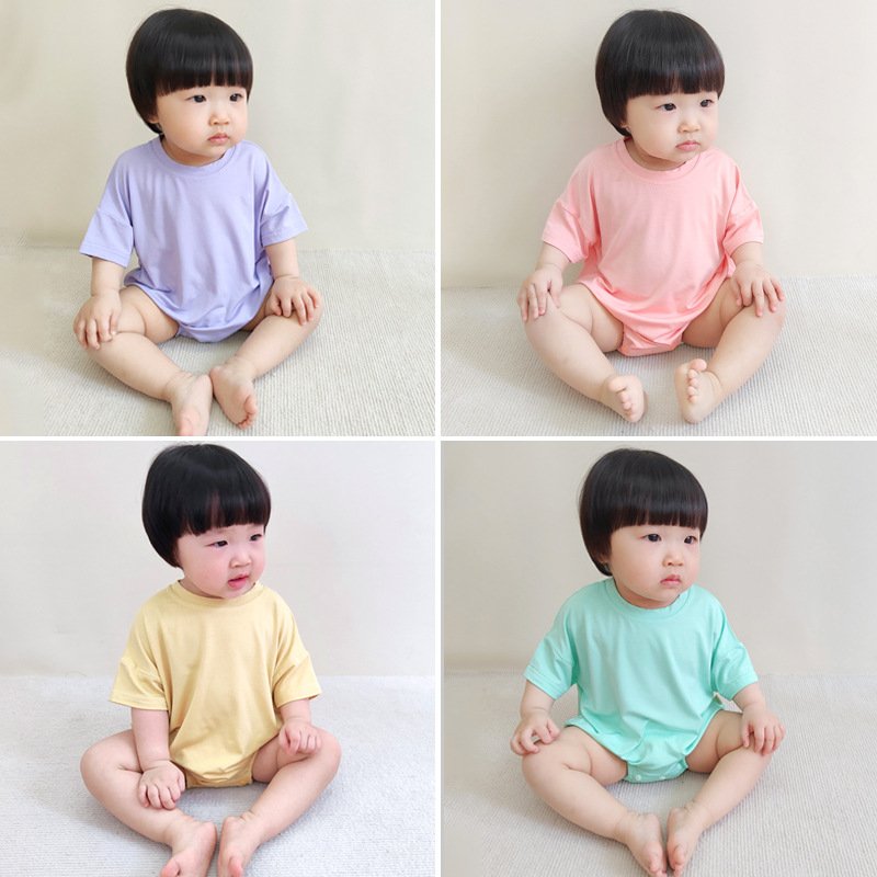Baby onesie summer solid color short sleeves baby romper clothes plain baby onesie