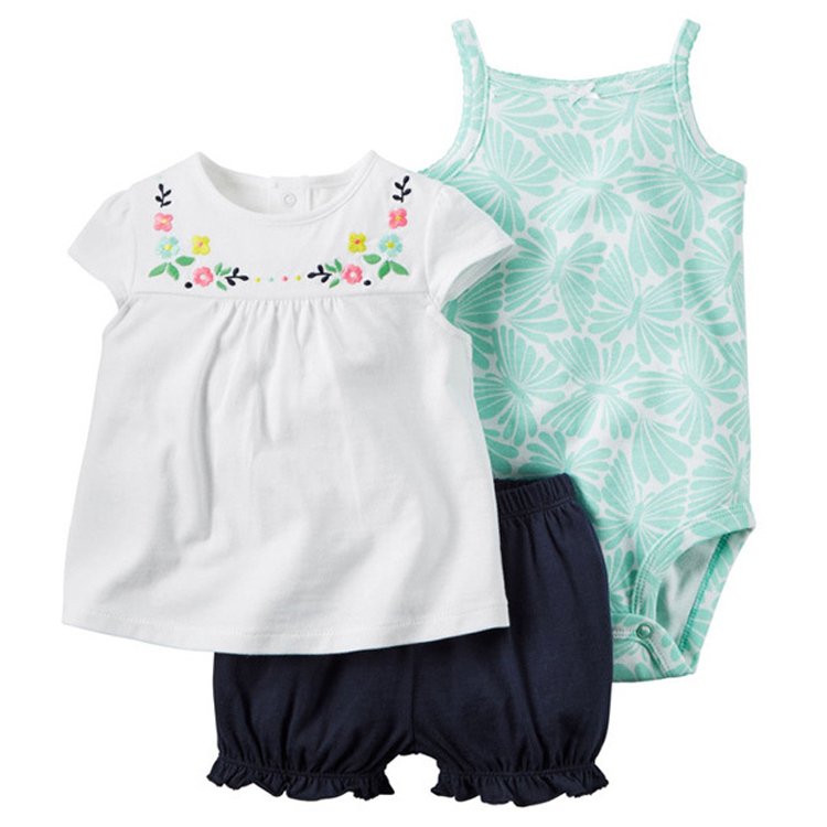 high quality 100% cotton summer baby girl skirts and romper with shorts