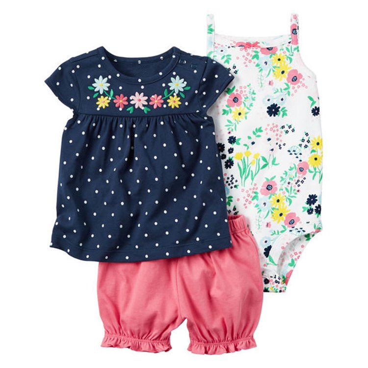 high quality 100% cotton summer baby girl skirts and romper with shorts