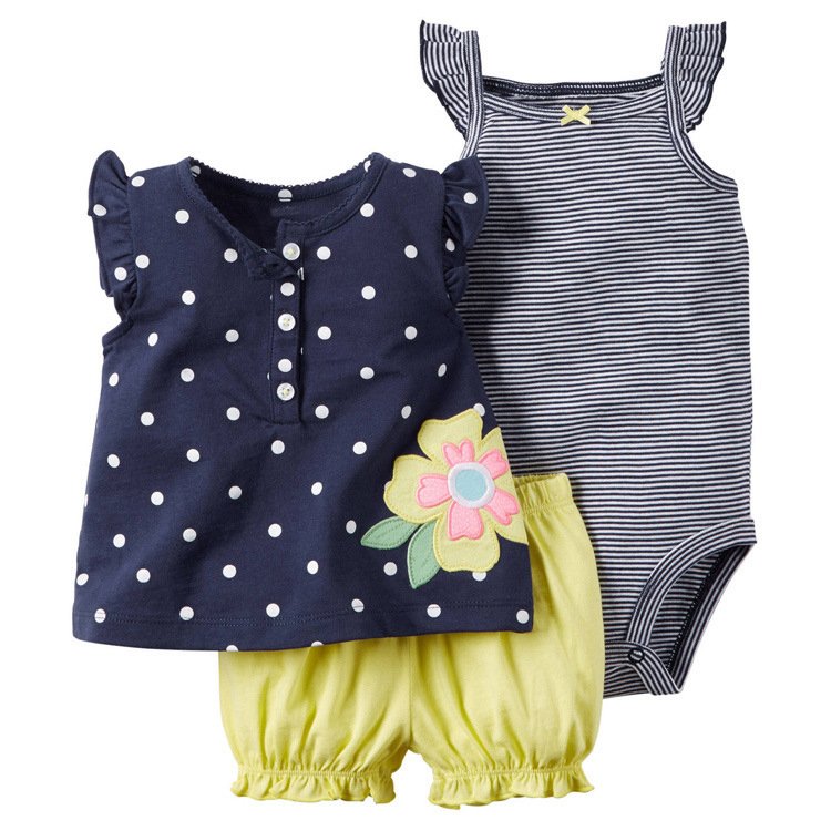 high quality 100% cotton summer baby girl skirts and romper with shorts