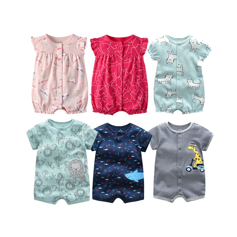 2023 Wholesale New Born Knit Newborn Jumpsuit Girl Clothes Sleeveless Flutter Sleeve Summer Cotton Baby Romper