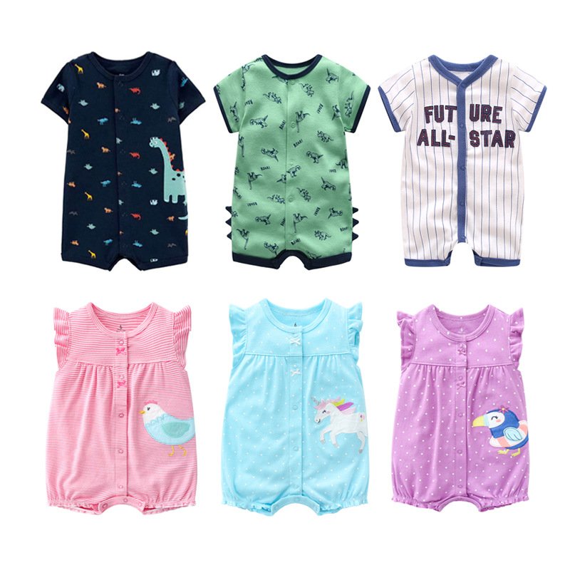 2023 Wholesale New Born Knit Newborn Jumpsuit Girl Clothes Sleeveless Flutter Sleeve Summer Cotton Baby Romper