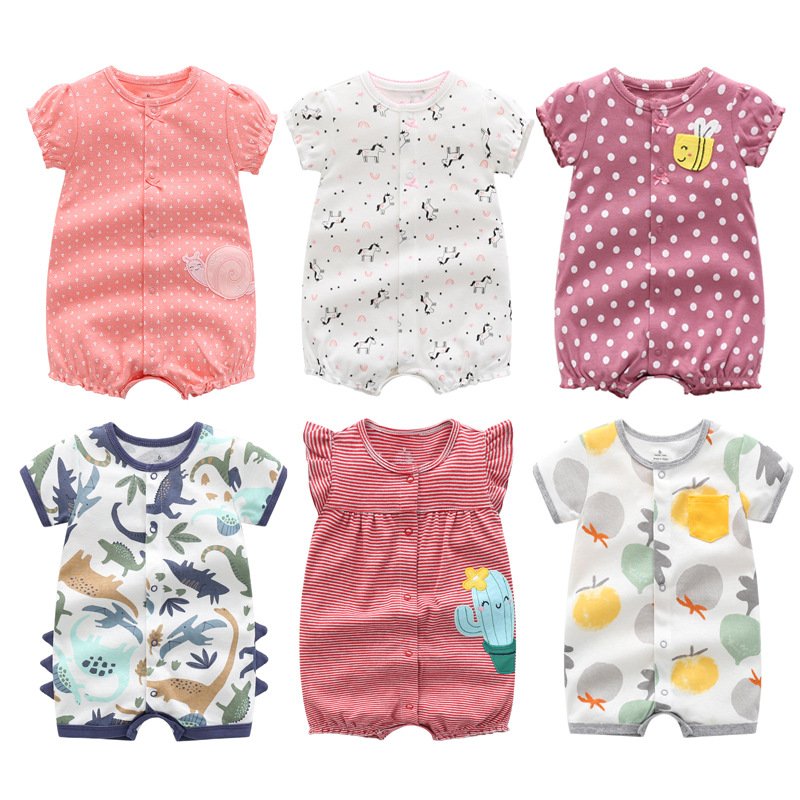 2023 Wholesale New Born Knit Newborn Jumpsuit Girl Clothes Sleeveless Flutter Sleeve Summer Cotton Baby Romper