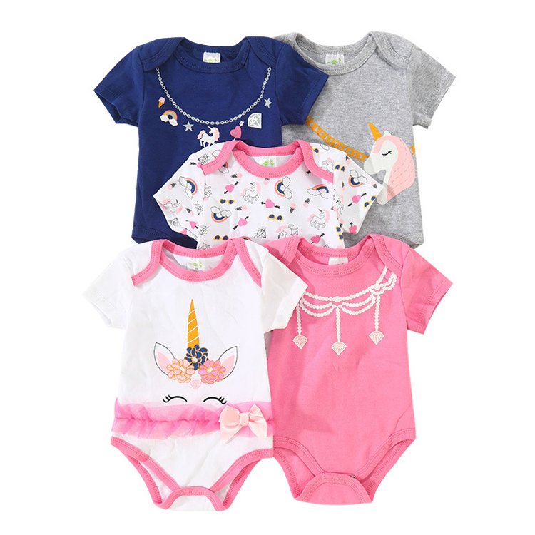 5 in 1 newborn baby short sleeve romper baby onesie cotton baby clothes for summer