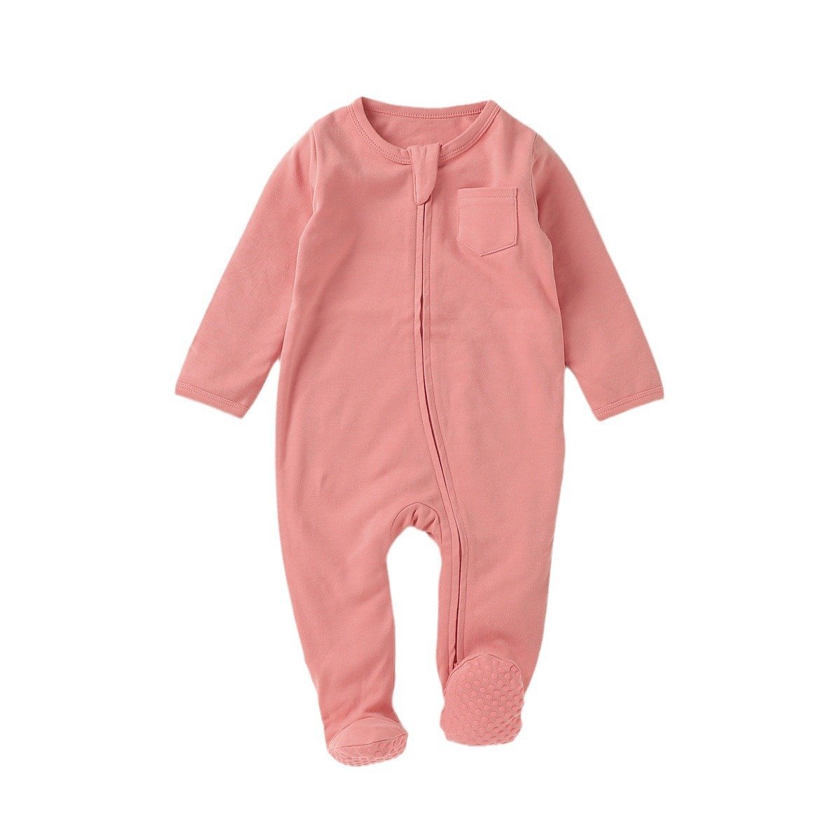 Anti-slip Long Sleeves Organic Cotton Infant Toddler Pajamas Jumpsuit Newborn Baby Footie Onesie Romper