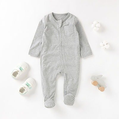 Anti-slip Long Sleeves Organic Cotton Infant Toddler Pajamas Jumpsuit Newborn Baby Footie Onesie Romper