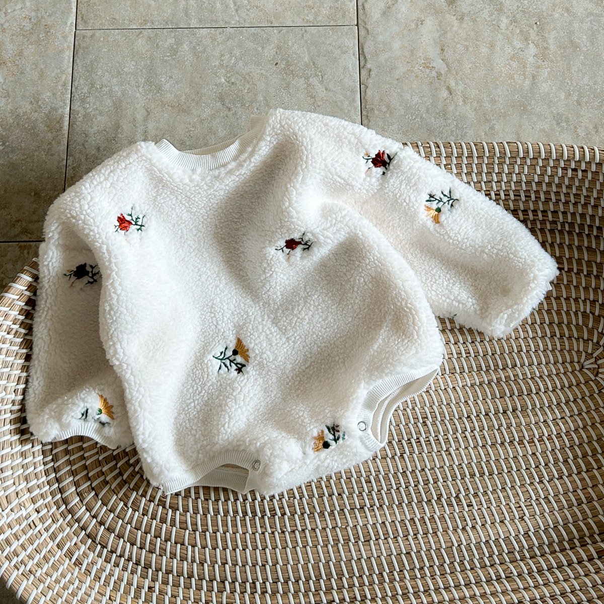 Winter Baby Romper Infant Chamomile Embroidered Warm Long Sleeve Bodysuit Toddler Clothes