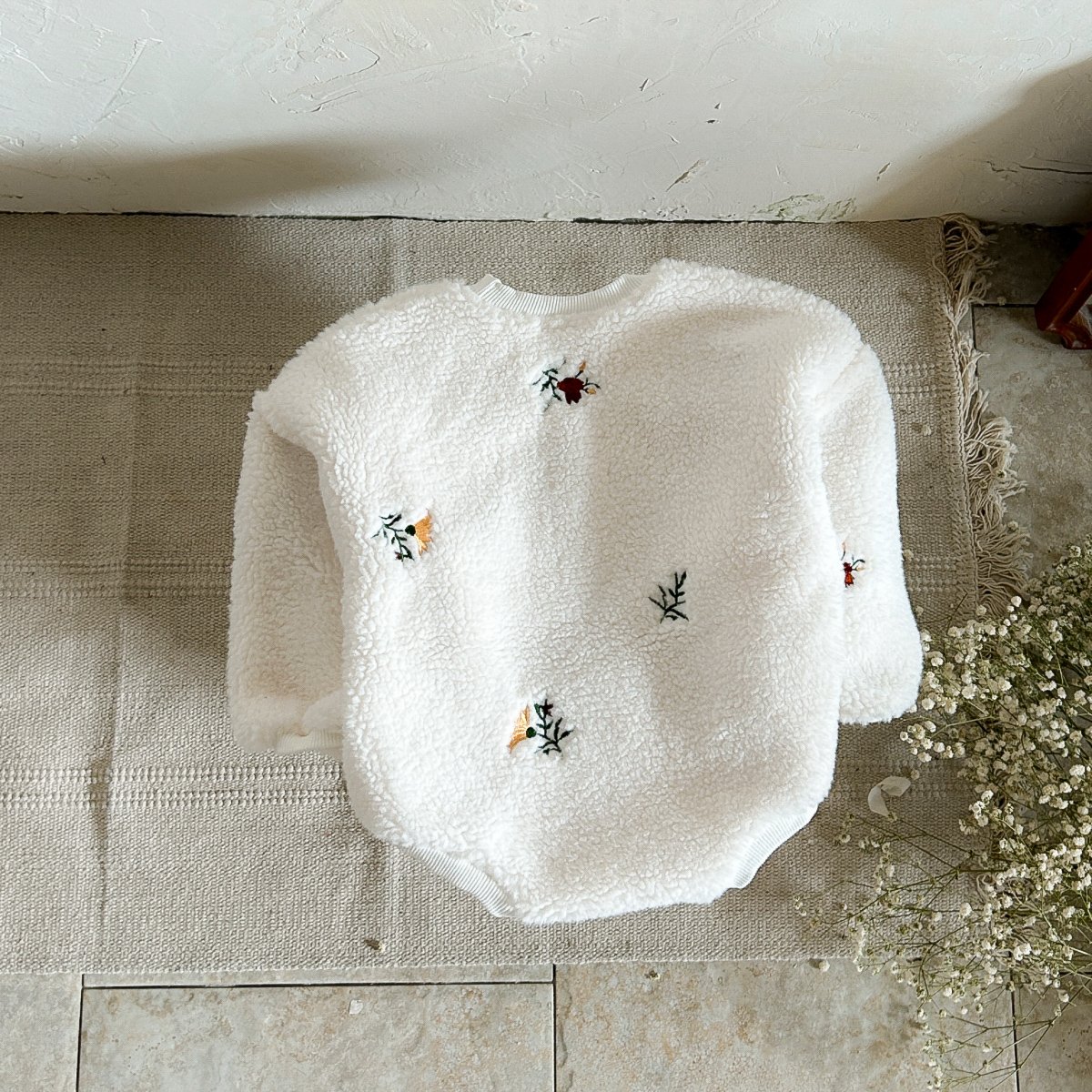 Winter Baby Romper Infant Chamomile Embroidered Warm Long Sleeve Bodysuit Toddler Clothes