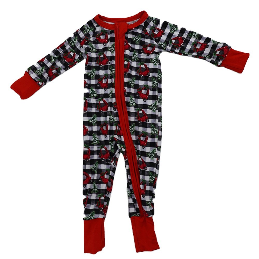 Qingli OEM Trendy Private Customized Pattern Long sleeve Bamboo Baby Rompers Clothes Zipper Romper
