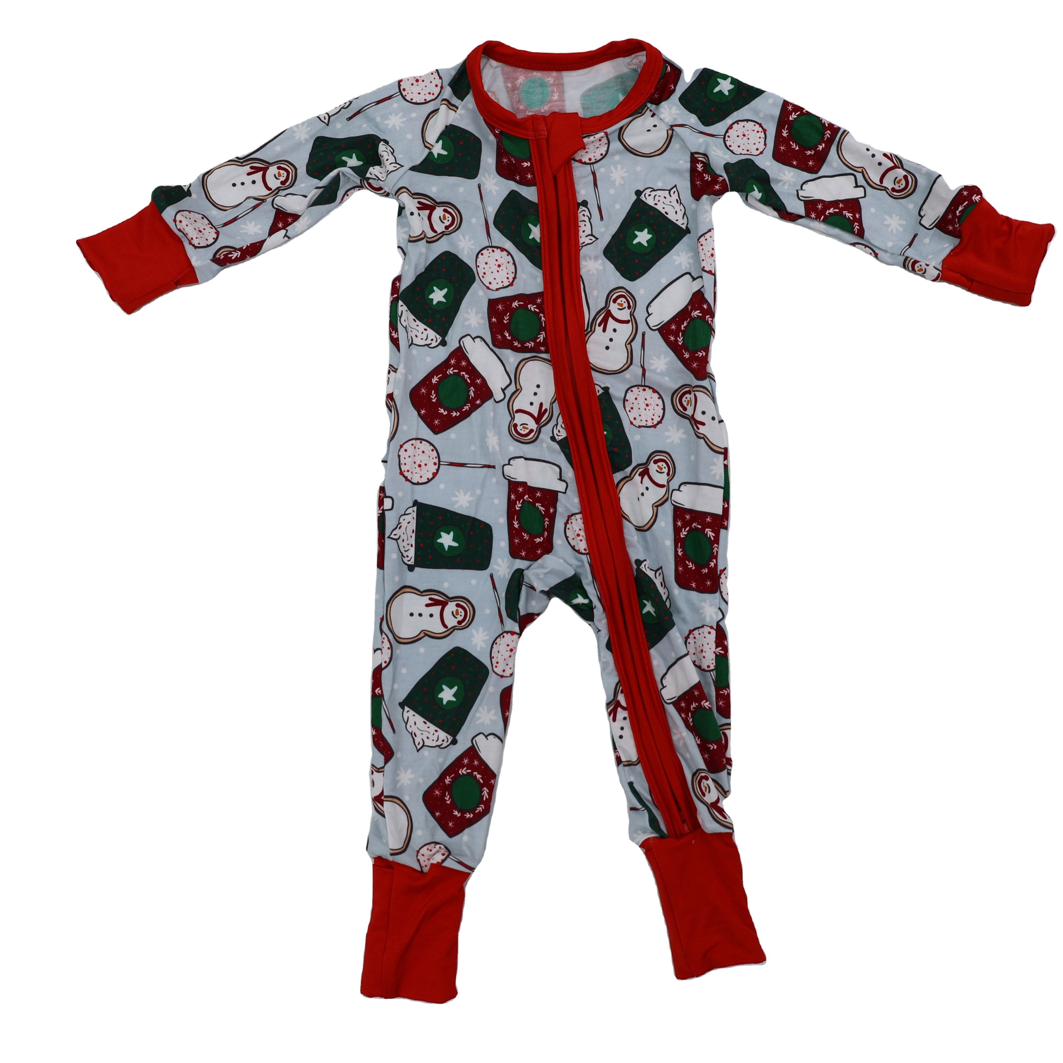 Qingli OEM Trendy Private Customized Pattern Long sleeve Bamboo Baby Rompers Clothes Zipper Romper