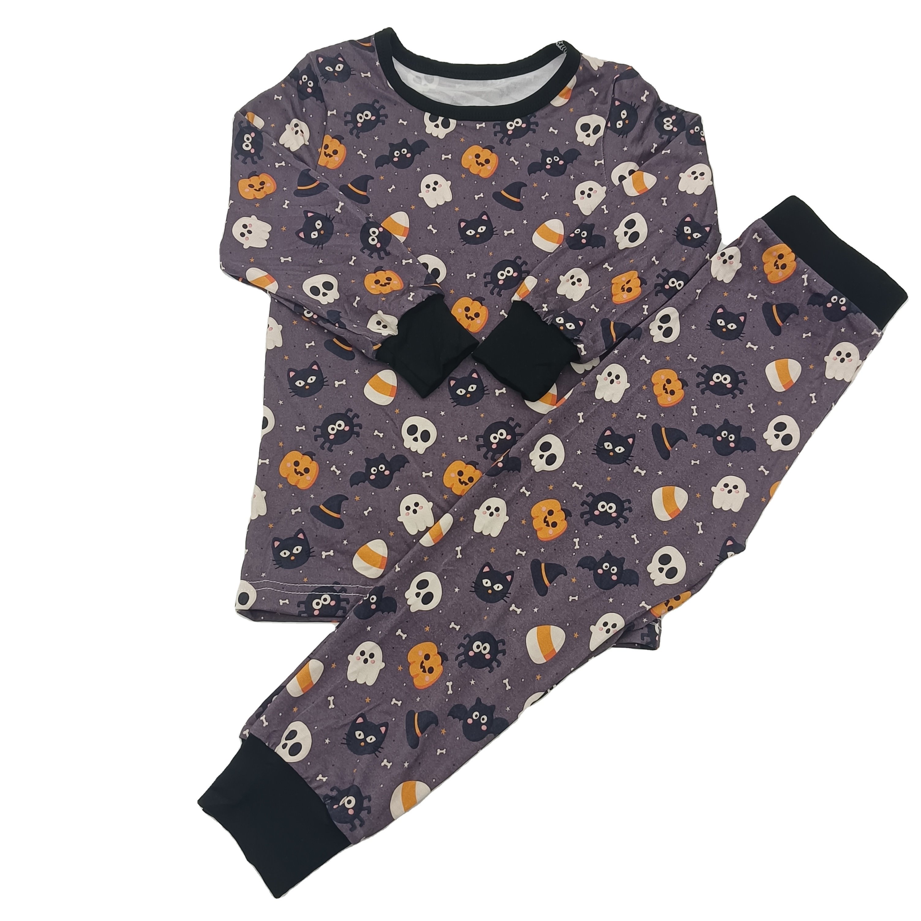 Halloween High Quality Bamboo baby customized pattern Clothing sets 2pcs