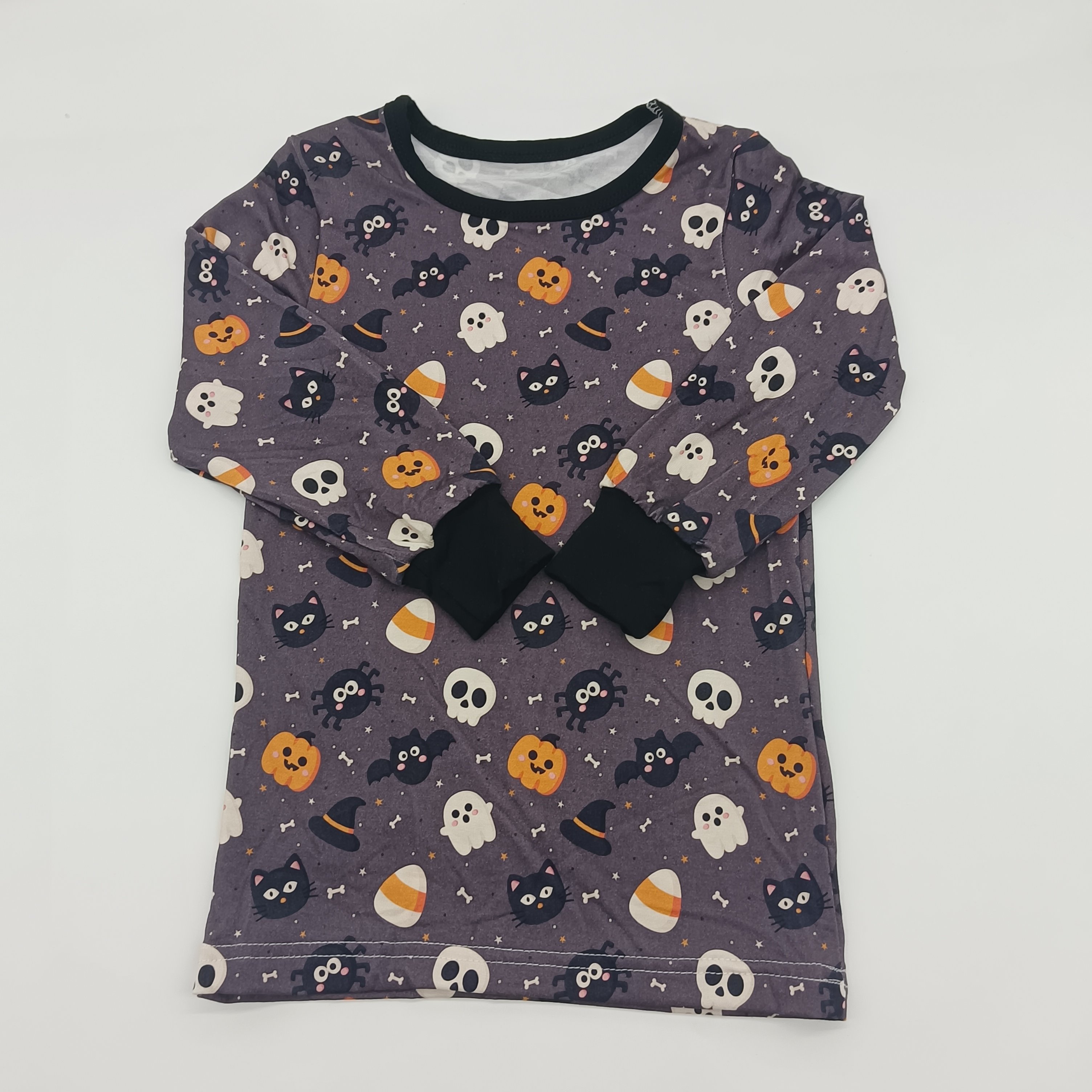 Halloween High Quality Bamboo baby customized pattern Clothing sets 2pcs