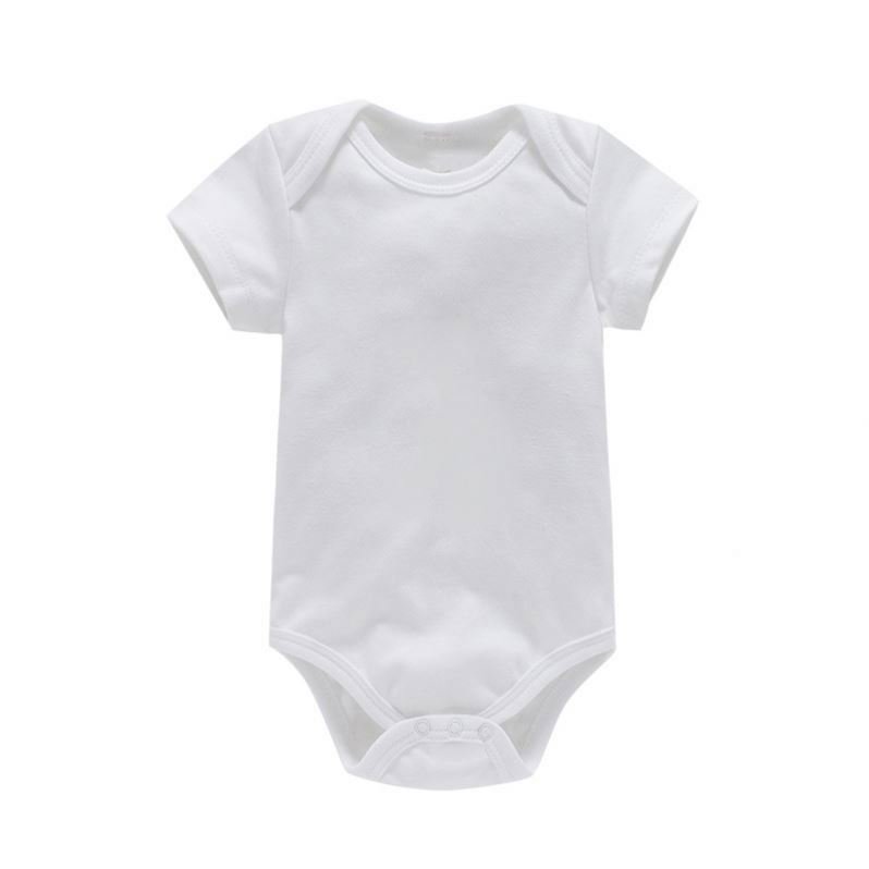 2022 Summer Girl Clothing White One Piece Plain Short Sleeve Newborn Cotton Baby Rompers