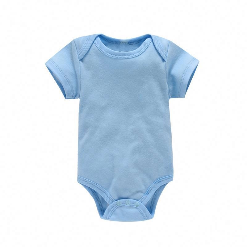2022 Summer Girl Clothing White One Piece Plain Short Sleeve Newborn Cotton Baby Rompers