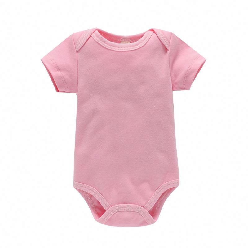 2022 Summer Girl Clothing White One Piece Plain Short Sleeve Newborn Cotton Baby Rompers