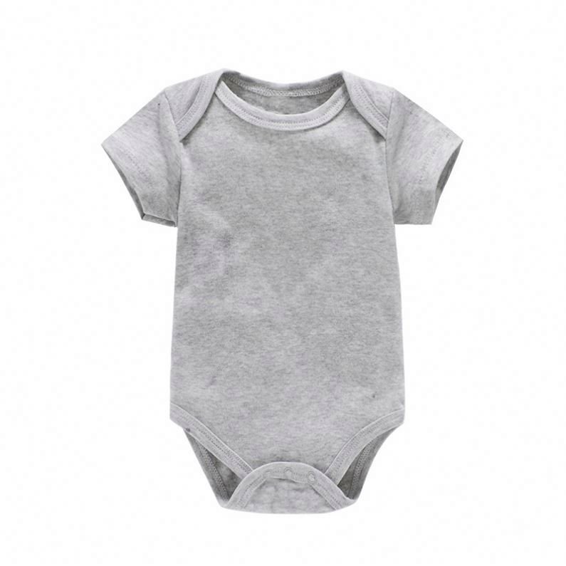 2022 Summer Girl Clothing White One Piece Plain Short Sleeve Newborn Cotton Baby Rompers