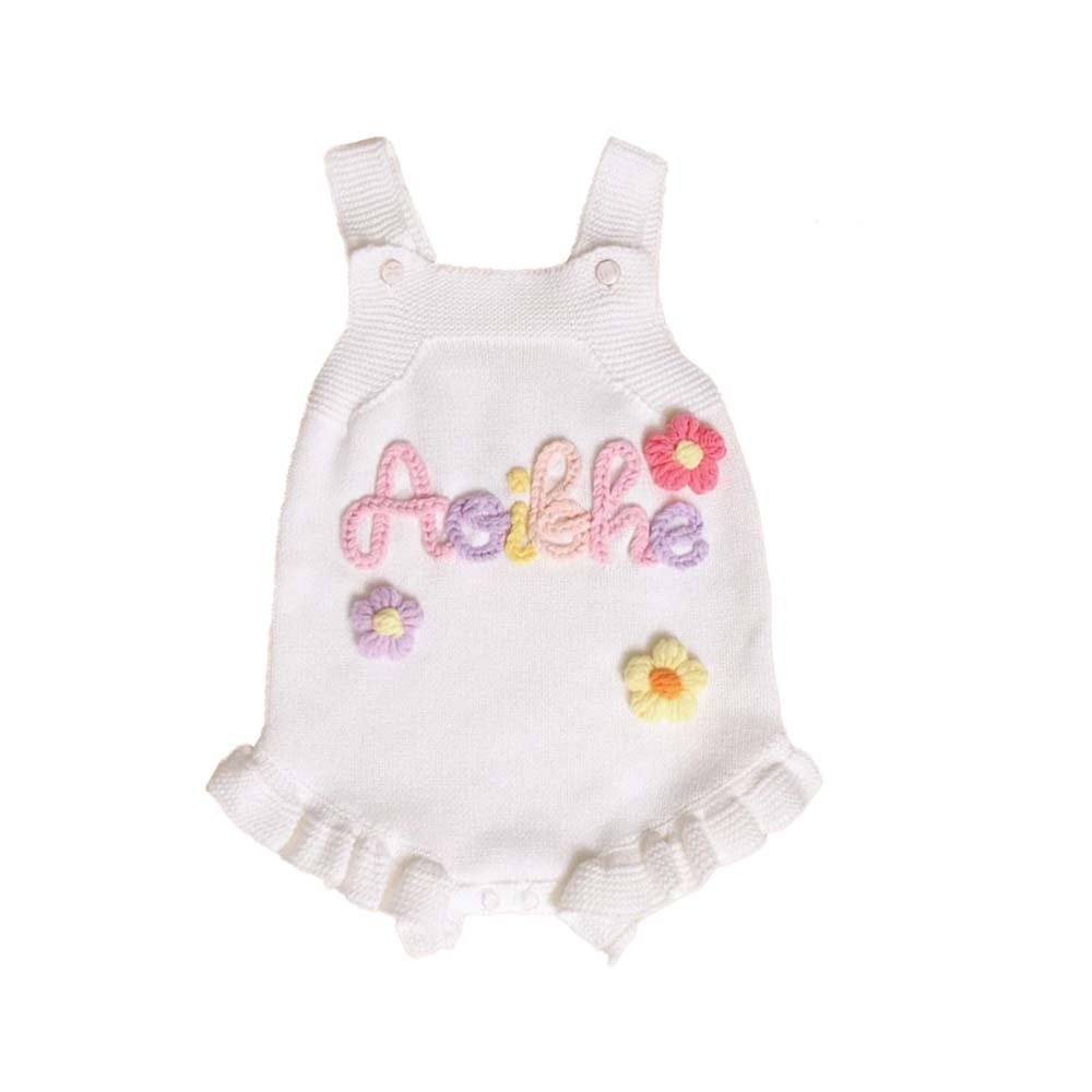 Wholesale Baby Clothing Personalized Summer Cotton Embroidery Name Baby Girls Rompers