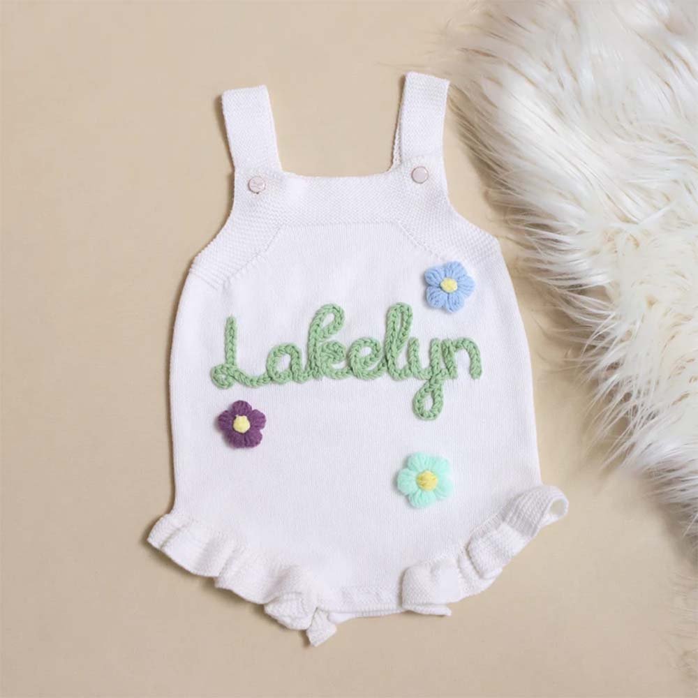 Wholesale Baby Clothing Personalized Summer Cotton Embroidery Name Baby Girls Rompers