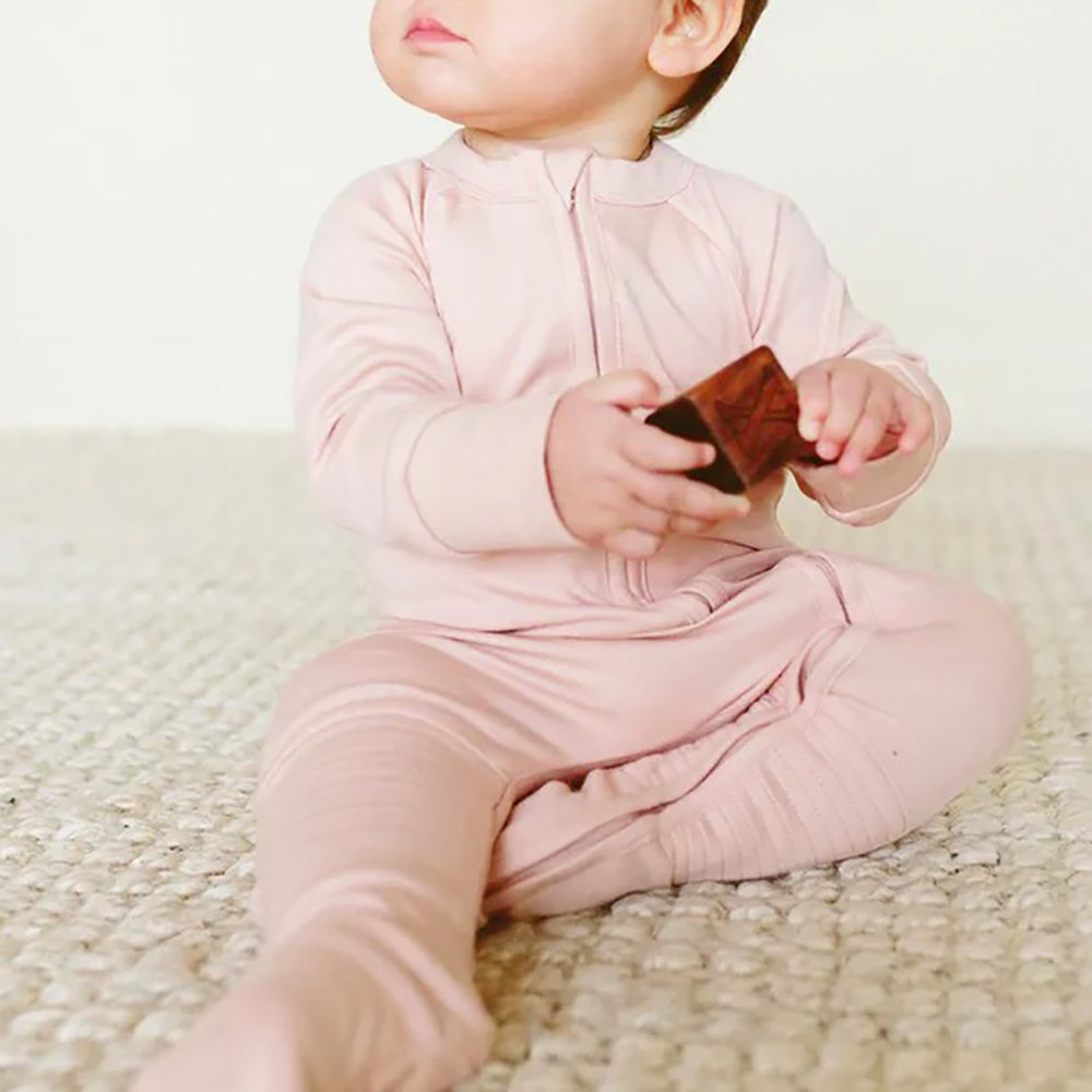 New Baby Foot Covered One-piece Solid Color Long Sleeve Organic Bamboo Clothes Baby Romper Zipper Baby Rompers 2 Way Zip