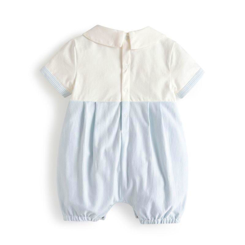 OEM Summer Spanish 100% Cotton Clothing Baby Boy Boutique Jumpsuit Newborn Short Sleeve Boys Bubble Romper New Born Baby Clothes
