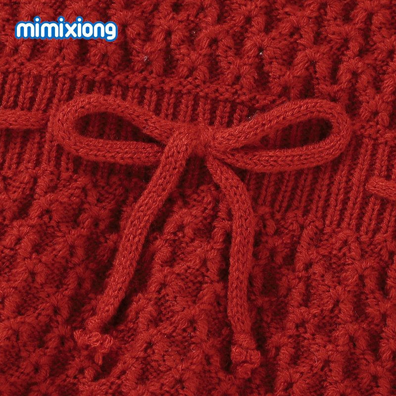 mimixiong Baby Romper Knot Knitted Sleeveless Baby Rompers Infant Baby Jumpsuit