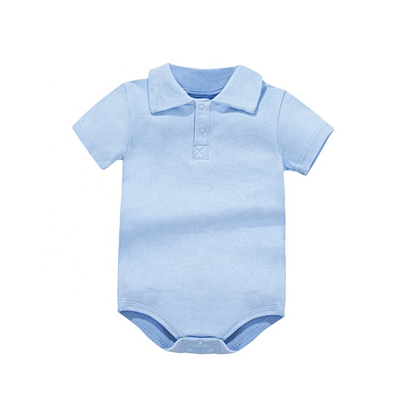 wholesale plain cotton Polo baby clothes in baby rompers