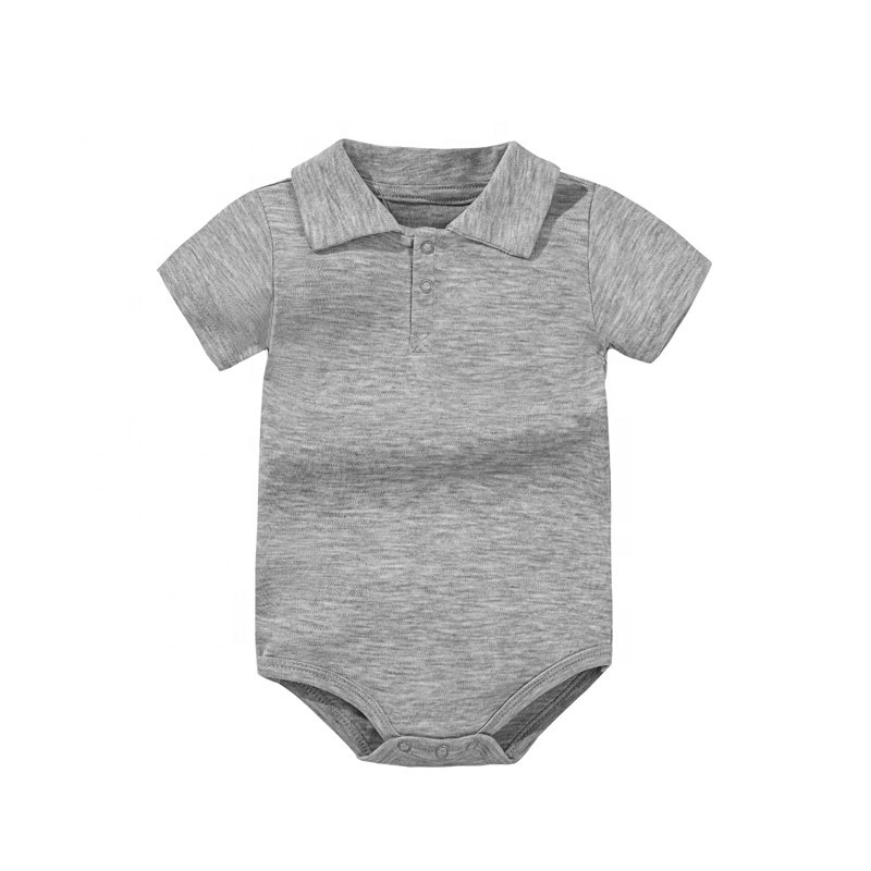 wholesale plain cotton Polo baby clothes in baby rompers