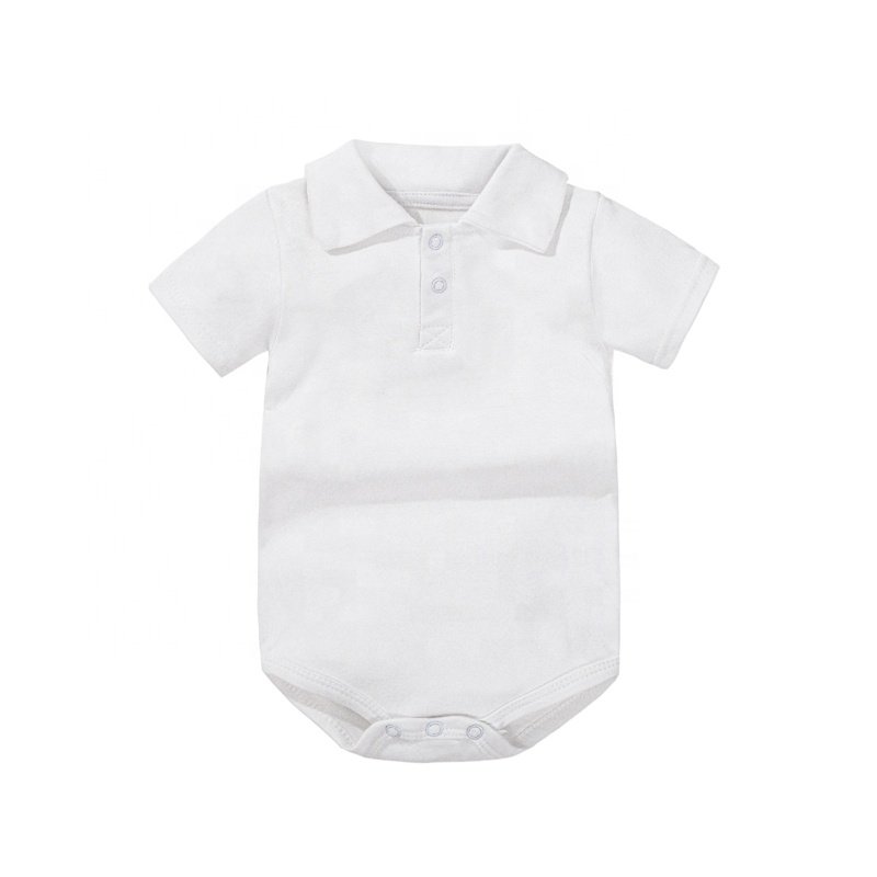 wholesale plain cotton Polo baby clothes in baby rompers