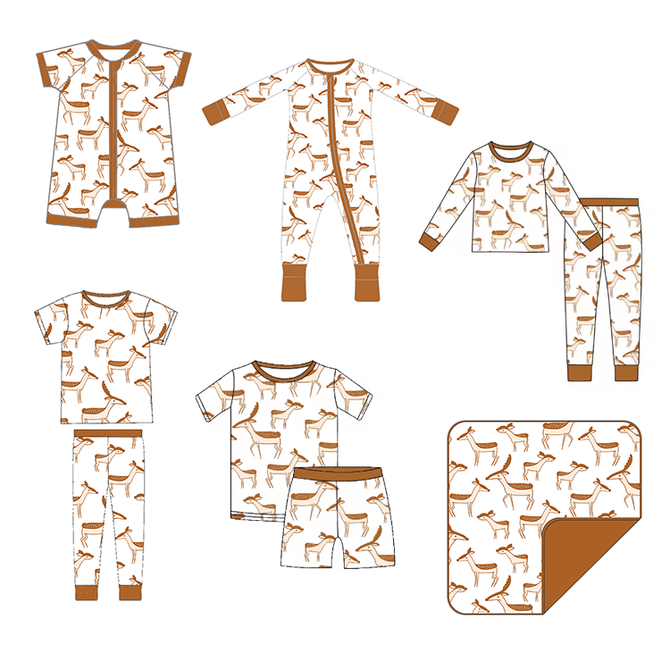 Custom Print 95% Bamboo Viscose 5% Spandex 210 GSM Baby Zipper Footed Sleeper Romper Clothes Toddler Kid Onesie Pajamas Clothing