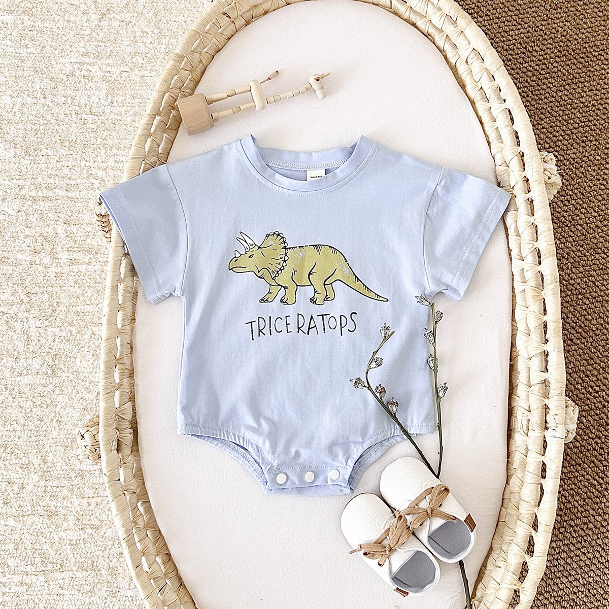 Baby Rompers Clothing Wholesale Summer Newborn Animal Dinosaur Print Jumpsuit Cotton Round Neck Short Sleeve Sleep Clothes