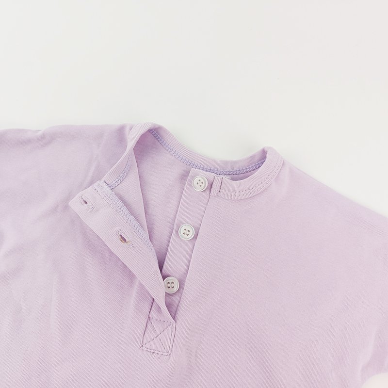 Pinuotu Newborn Baby Shortie Rompers Short Rolled Sleeves Bodysuit Infants Plain Onesies Boy Girl Light Purple Layette