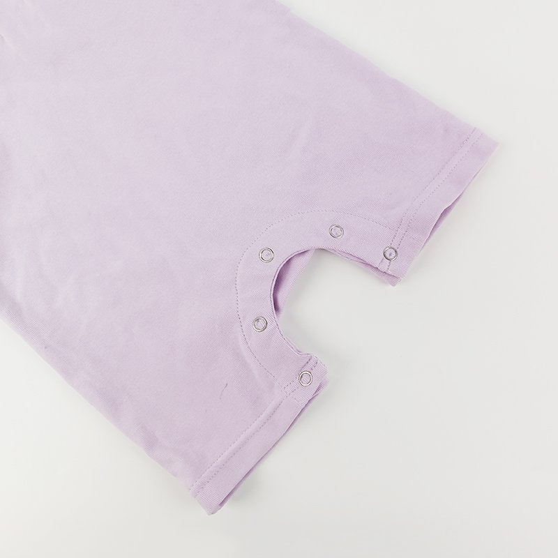 Pinuotu Newborn Baby Shortie Rompers Short Rolled Sleeves Bodysuit Infants Plain Onesies Boy Girl Light Purple Layette