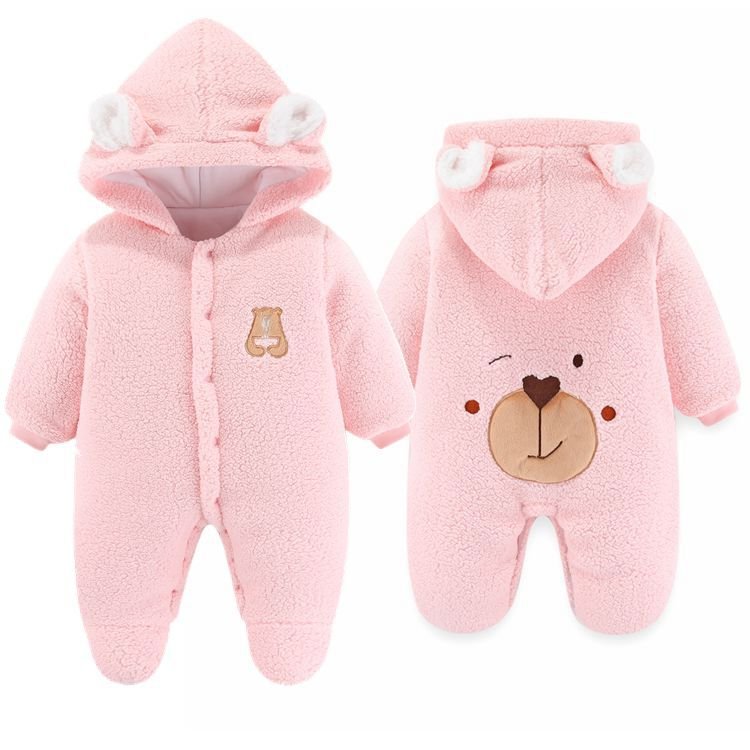 0-1 Year Old Baby Boys And Girls Baby Onesie Autumn And Winter Set Thick Warm Outdoor Clothing
