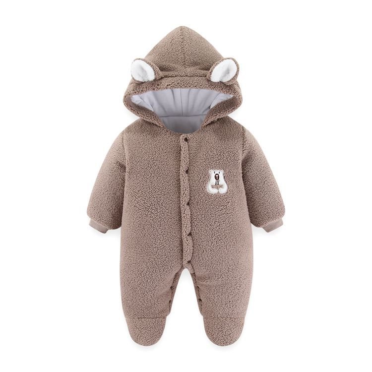 0-1 Year Old Baby Boys And Girls Baby Onesie Autumn And Winter Set Thick Warm Outdoor Clothing