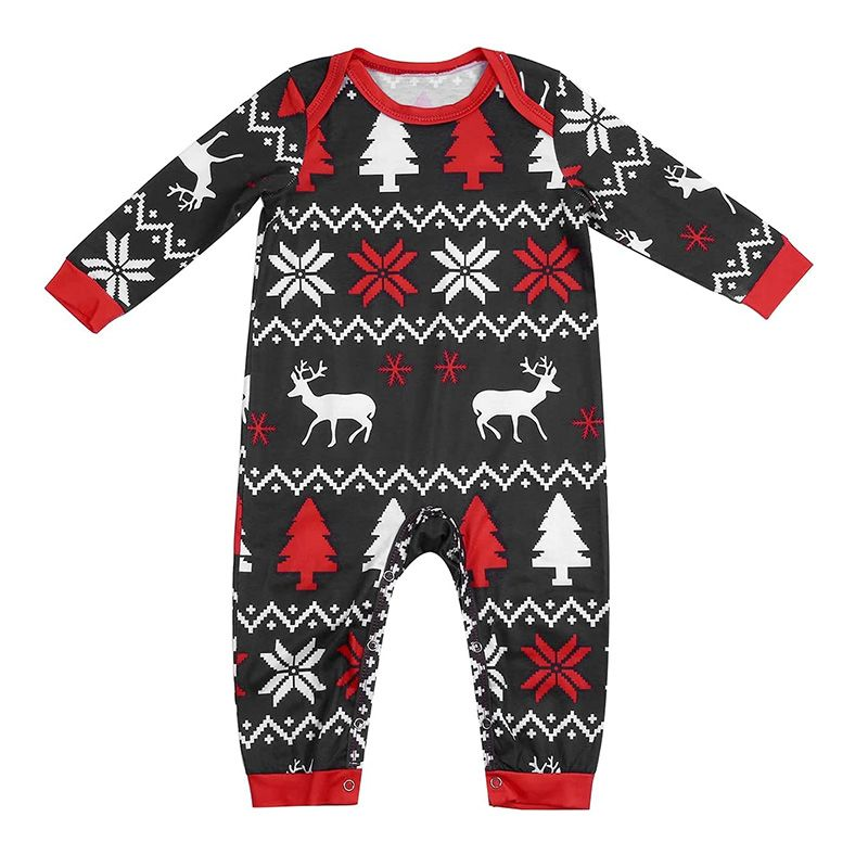 Toddlers Deer Santa Printed cotton romper Kids Christmas Pajama Baby clothes Children Holiday clothing Rompers