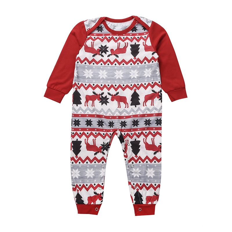 Toddlers Deer Santa Printed cotton romper Kids Christmas Pajama Baby clothes Children Holiday clothing Rompers