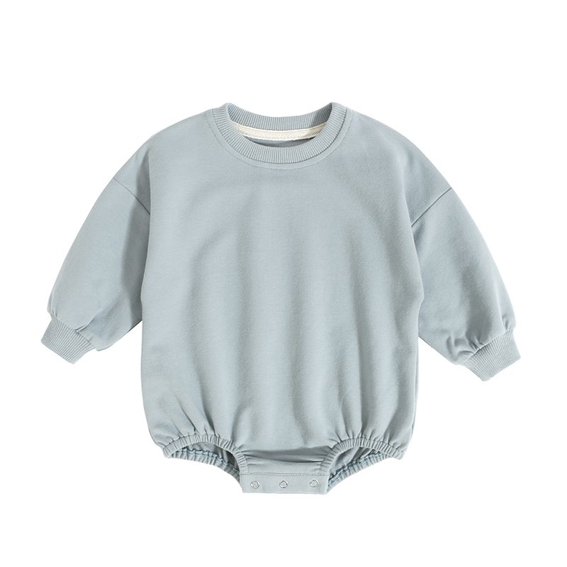 High Quality Hot Sale Organic French Terry Baby Solid Color Infant Toddler Girls Long Sleeves Baby Rompers