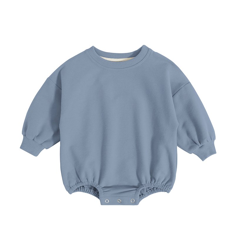 High Quality Hot Sale Organic French Terry Baby Solid Color Infant Toddler Girls Long Sleeves Baby Rompers
