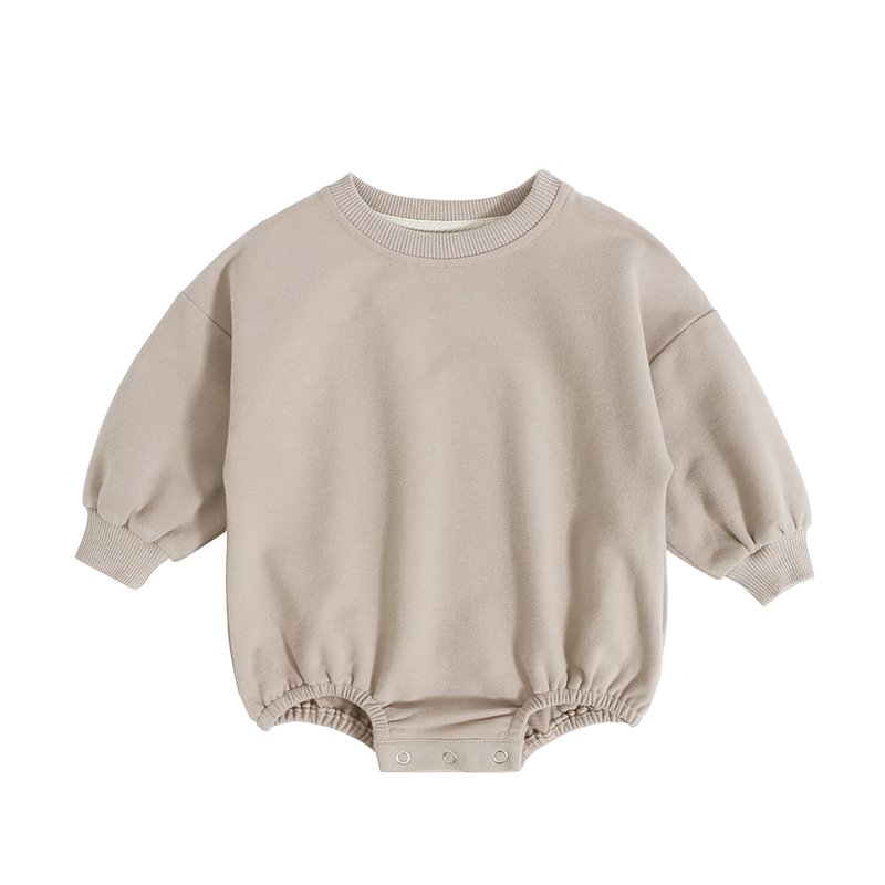 High Quality Hot Sale Organic French Terry Baby Solid Color Infant Toddler Girls Long Sleeves Baby Rompers