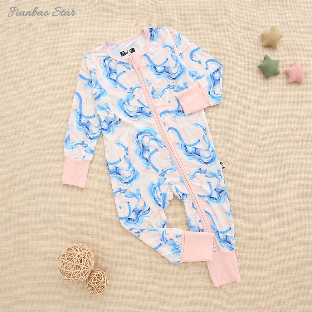 Hot Sales Organic Cotton Infant Jumpsuit Customized Logo Newborn Baby Romper with Lace Knit Plain Zipper Style for Boys