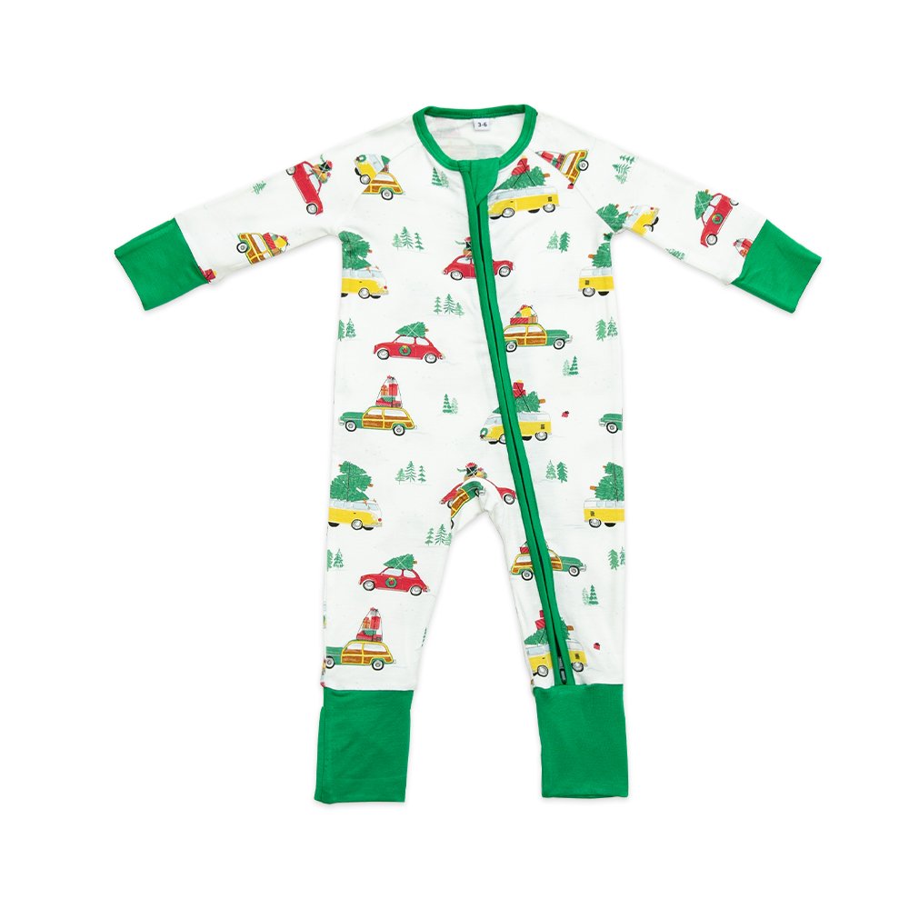 Wholesale Custom Print Newborn Baby Pajamas Baby Winter Pajamas Long Sleeve Organic Bamboo Zipper Baby Rompers