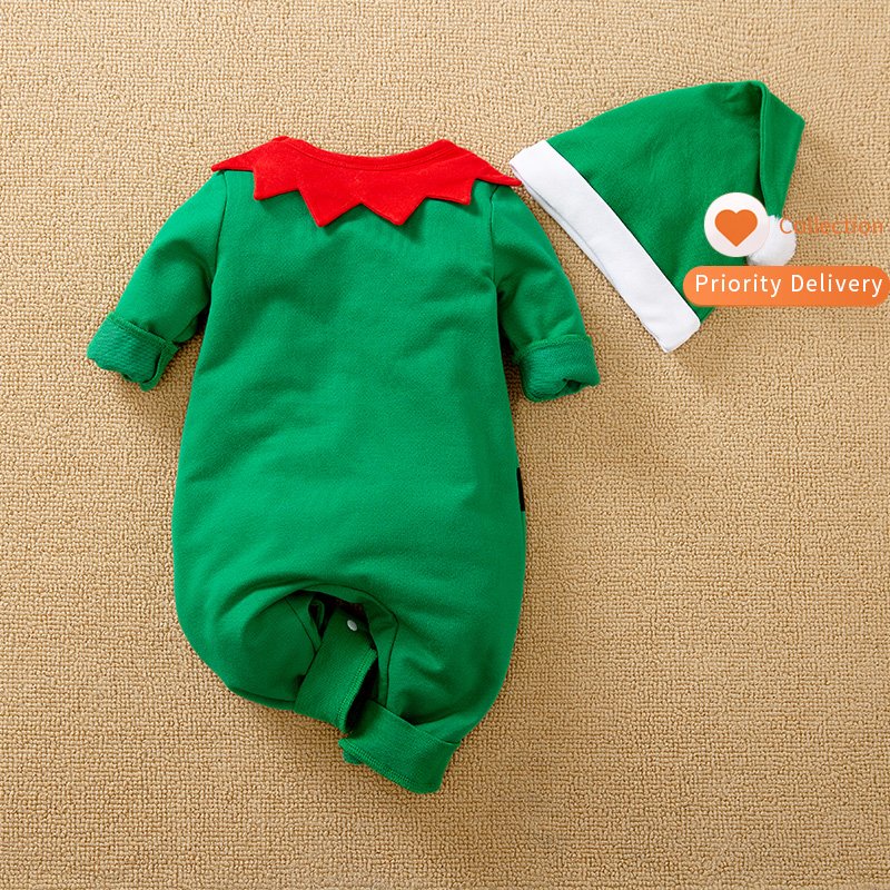 Newborn Cute Christmas Clothes Set with Hat Autumn Winter Warm Long-Sleeved Infant Baby Romper Sets Baby Clothing Sets