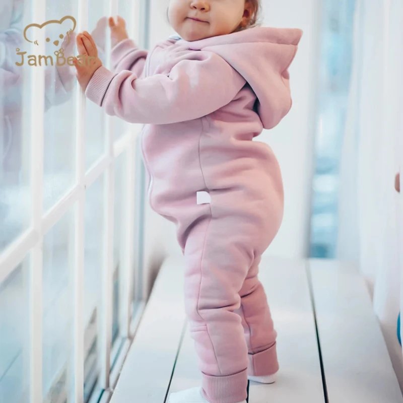 infant organic cotton hoodie romper toddler zipper Baby Clothes baby fleece romper Long sleeve baby romper hoddies for girls