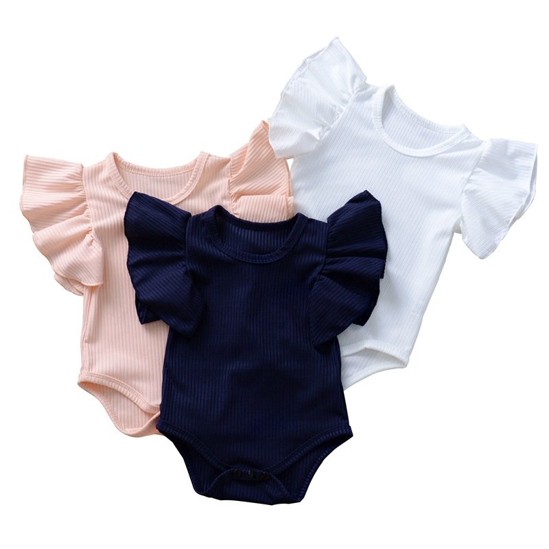 INS New Born Flower Sleeve Kids Jumpsuit Clothes Infant Costume Casual Quantity Cotton Triangle Baby Romper for Baby Girl