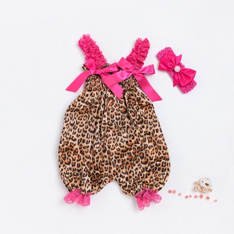 New Design Toddler Suspender Rompers Kids Overalls Baby Girl Lace Bow On Strap Leg Opening