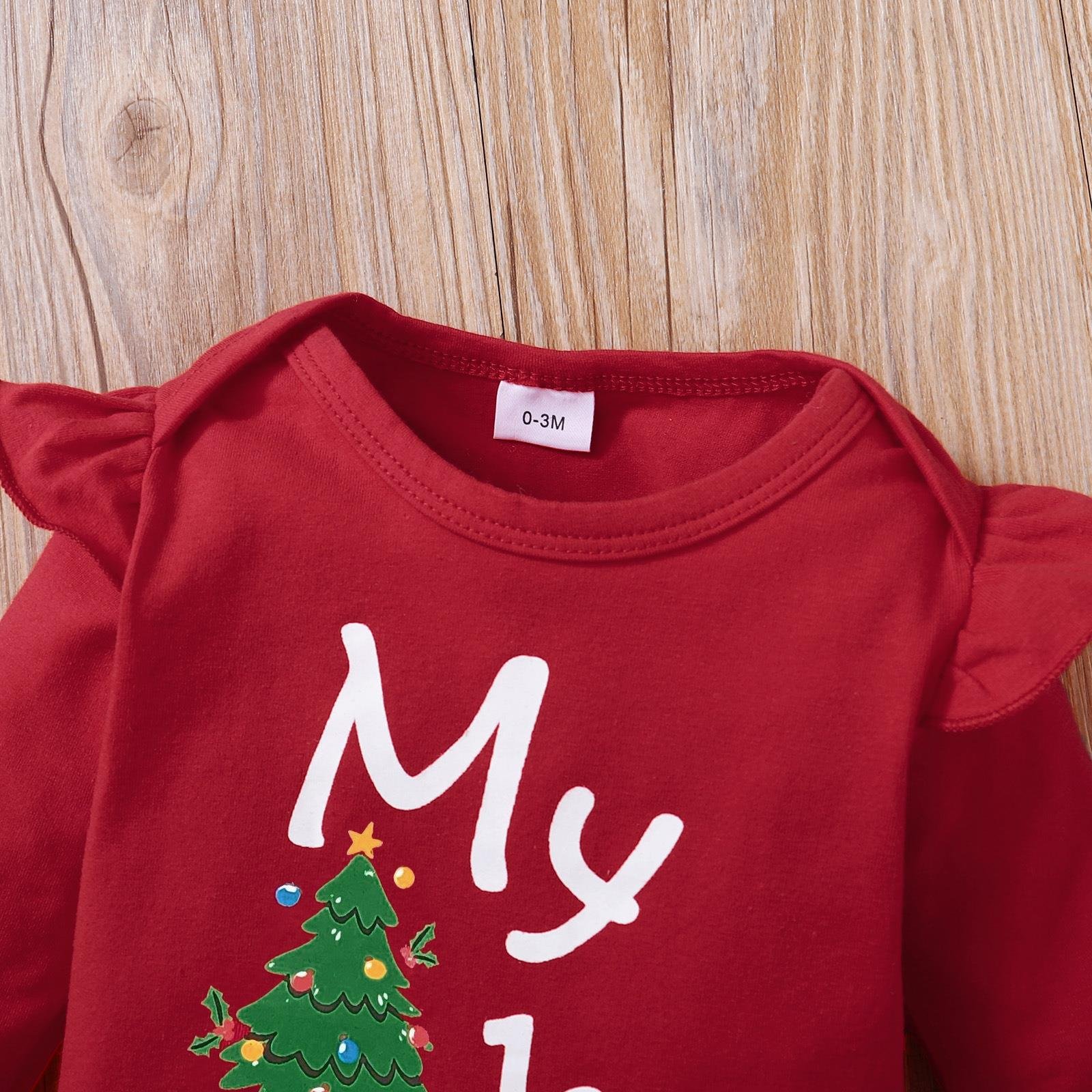 Newborn Bodysuit Clothes Set Baby Romper Jumpsuit Tops Pants Hat Outfits Baby Girls First Christmas Clothing