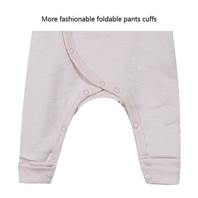 New Bamboo fiber round neck slanted button baby jumpsuit neutral long sleeved newborn jumpsuit knitted neutral Baby Rompers