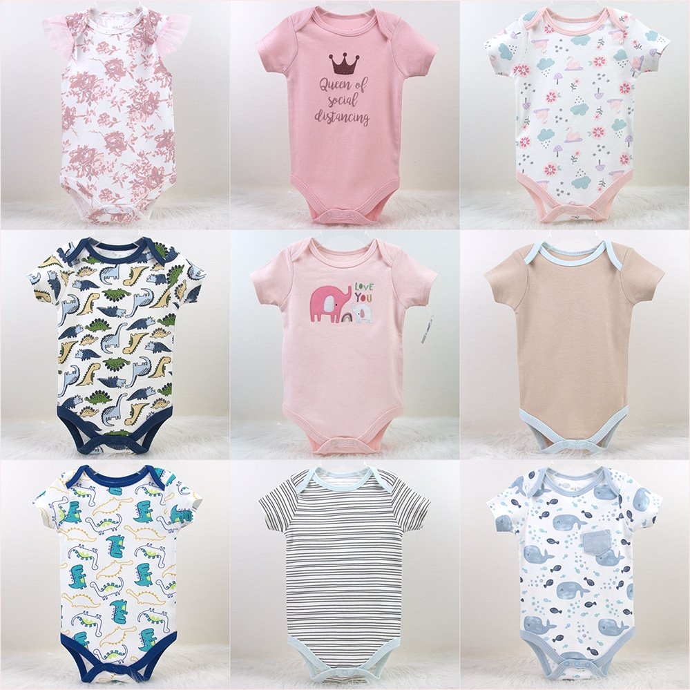 Newborn Baby Rompers Cotton Unisex Newborn Infant Clothes Short Sleeve Baby Bodysuit Summer